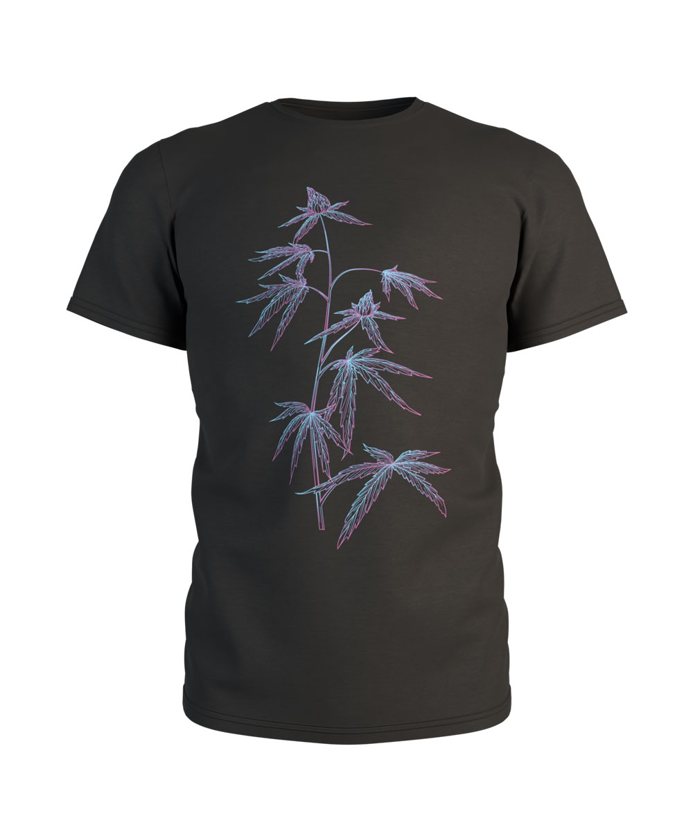 mens unisex cannabis plant illustration graphic shirt