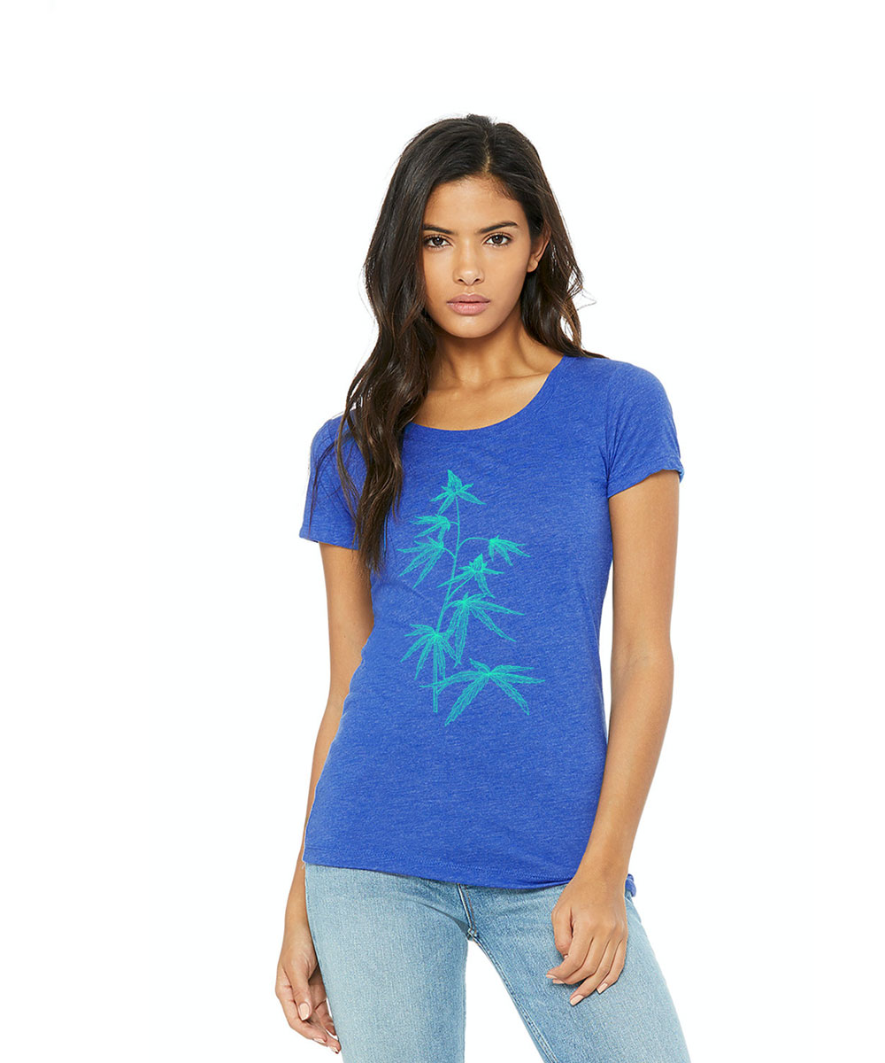 Realistic marijuana womens graphic shirt