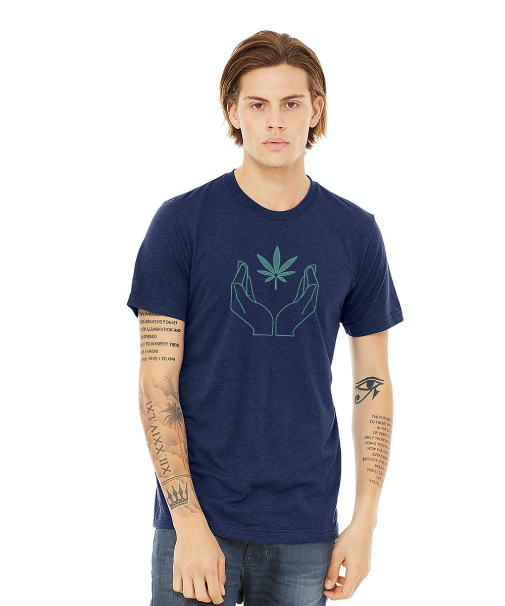 mens 420 hands leaf t-shirt design