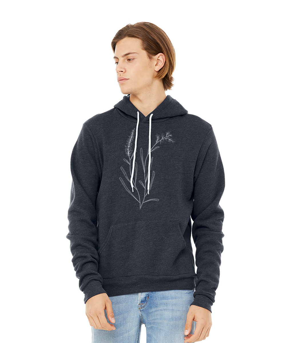 Lavender graphic on hooded sweatshirt