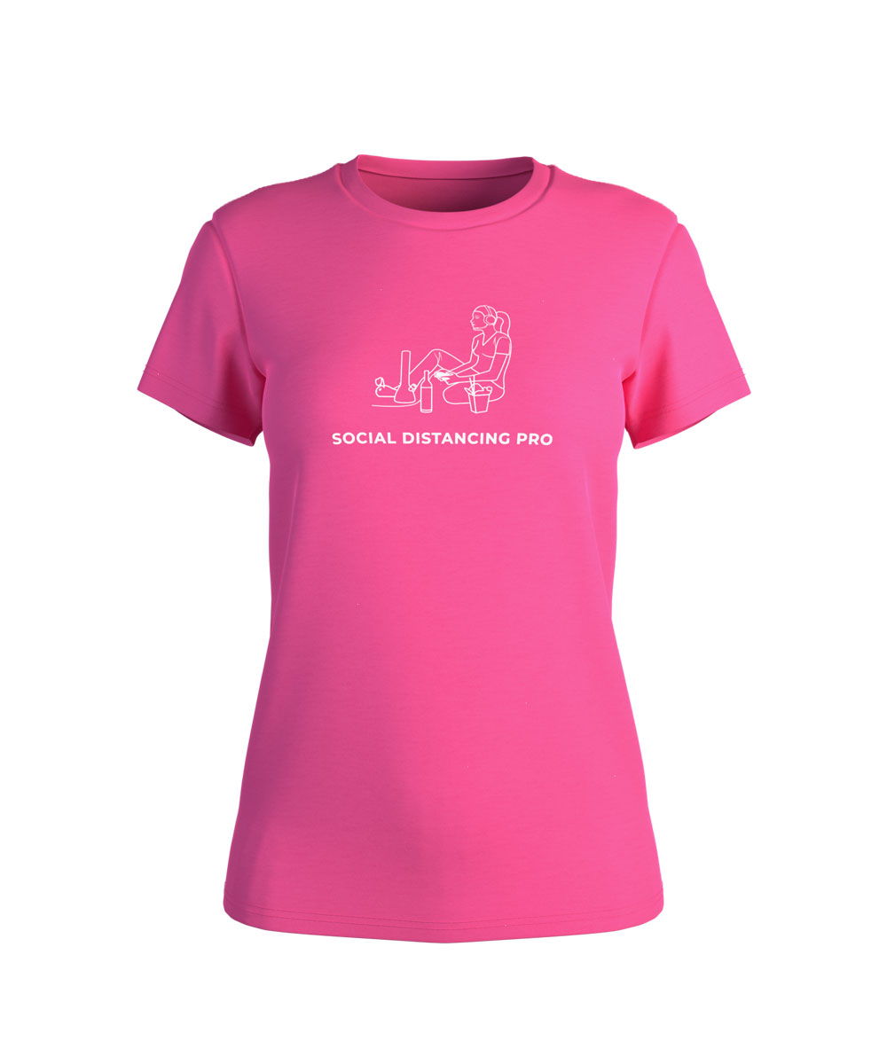 Womens gamer t-shirt social distancing pink