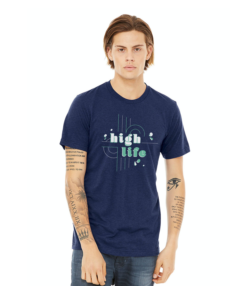 high life navy stoner tshirt design